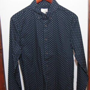 NWT Club Monaco Navy Polka Dot Button Down